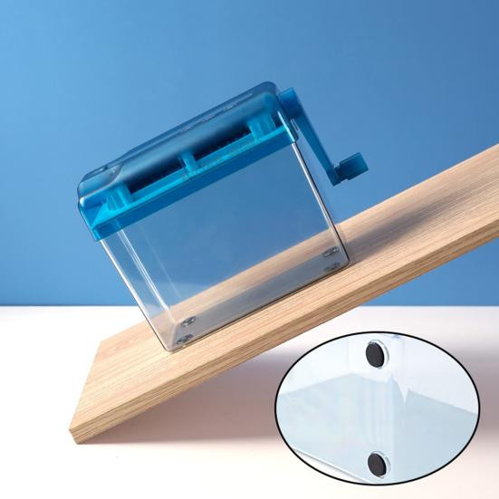 Manueller Mini-Aktenvernichter LOMEII Electronic für A4, tragbarer Papierschredder in Blau mit transparentem Design - Bild 2