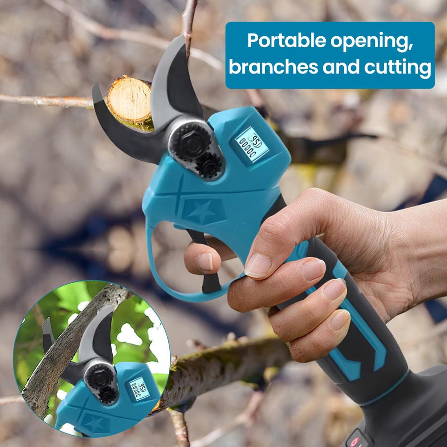 3-in-1 Bürstenlose Teleskop-Elektrokettensäge mit Gartenschere für Makita 21V Akku, Blau - Bild 5