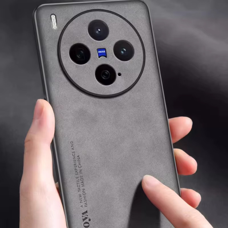 VIVO X300 Ultra X300 Pro X300 X300s Schutzhülle aus Schafsleder-PU-Leder und Silikon in Blau, matt und stoßfest - Bild 2