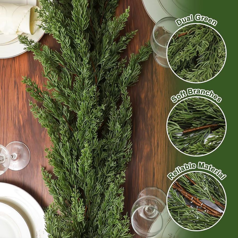 Künstliche Weihnachts-Girlande aus Zypresse, Kiefer und Rattan in Armeegrün als hängendes Dekor für Home und Outdoor - Bild 5