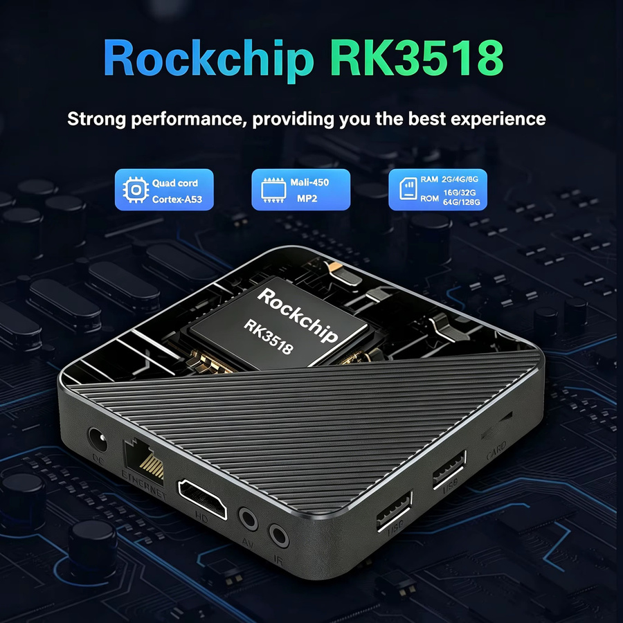 UOSU Smart TV Box Android 16 Media Streamer mit 8GB RAM und 128GB Speicher, Quad Core RK3518, Dual Wifi6, Bluetooth 5.4, 4K und 8K Video Unterstützung, Schwarz - Bild 4