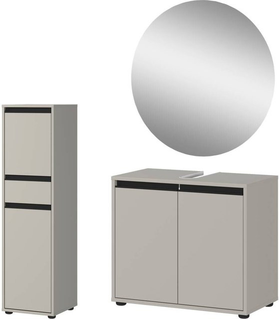 Germania Badezimmer-Set in Weiß mit Waschbeckenunterschrank, Midischrank und Spiegel, B/H/T: 108 x 200 x 34 cm - Bild 1