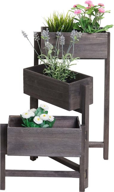 MCW Pflanzregal aus Paulowniaholz im Vintage Shabby-Look, grau-braun, B/T/H: 108 x 65 x 15 cm - Bild 1