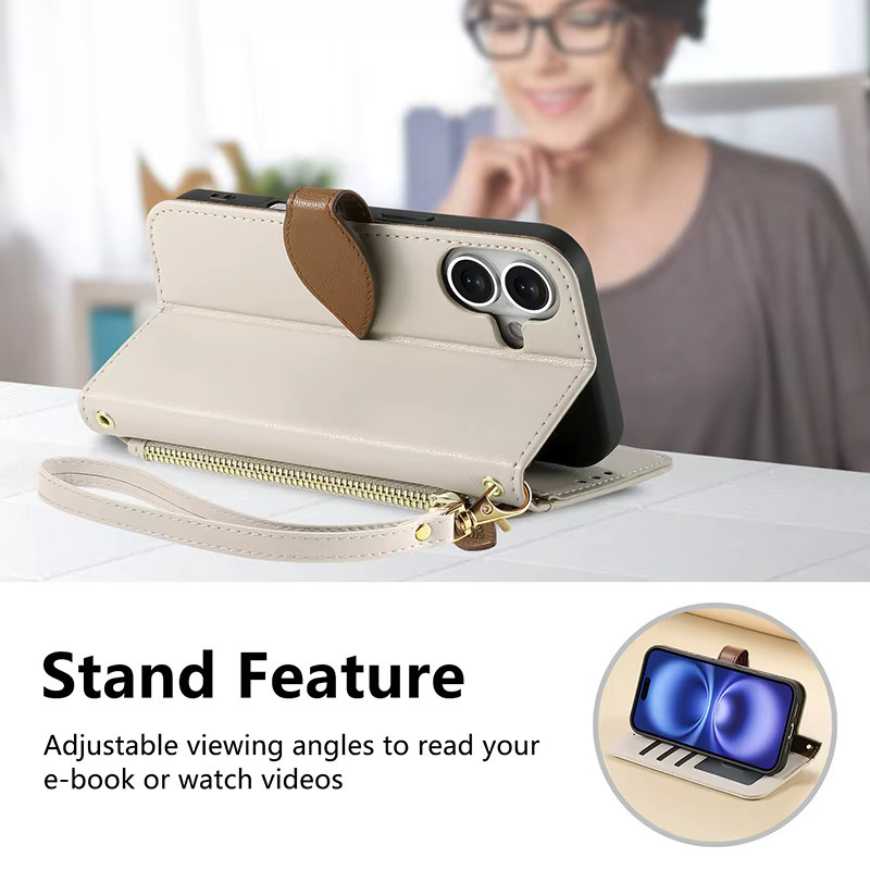 VYOPBC Leder-Crossbody-Handyhülle mit Reißverschluss und Handschlaufe für Samsung Galaxy S26 S25 S24 S23 S22 Ultra Plus, Farbe: Schwarz - Bild 4