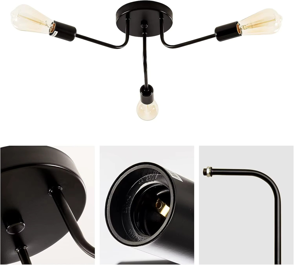 OSABO Mid-Century Modern Kronleuchter Sputnik Deckenleuchte aus Metall in Schwarz - Bild 5