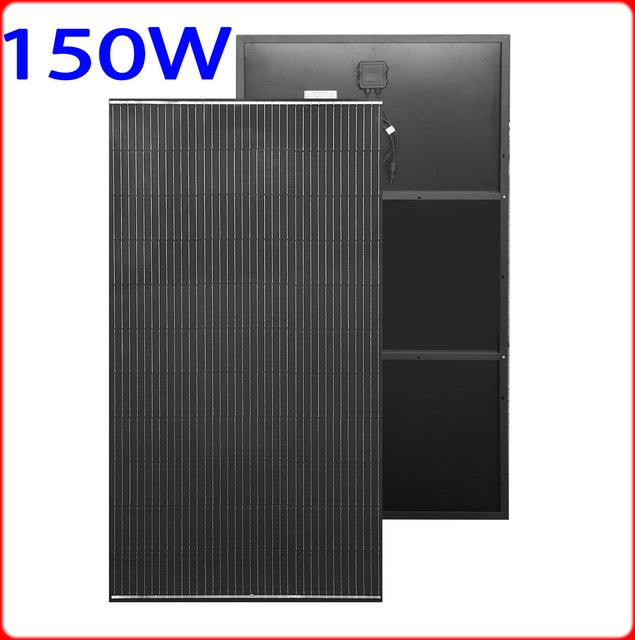 WUZECK 150W Solarpanel Set mit Aluminiumrahmen in Schwarz für Balkon, Wohnmobil und Zuhause - Bild 1