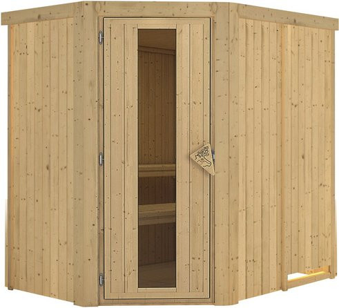 Karibu Sauna Wenden für 3 Personen aus Fichte in Beige ohne Ofen B: 198 cm, T: 196 cm, H: 151 cm - Bild 1