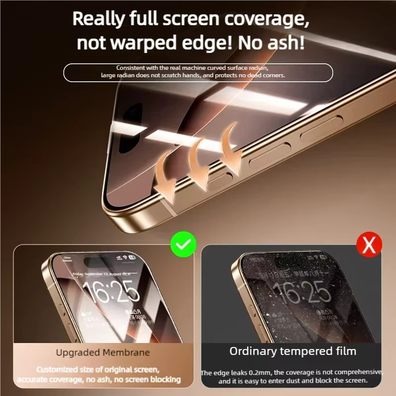 HD Privacy Displayschutzfolie aus gehärtetem Glas für iPhone 17 Air 16E 15 14 Plus 13 Pro Max, transparent - Bild 4
