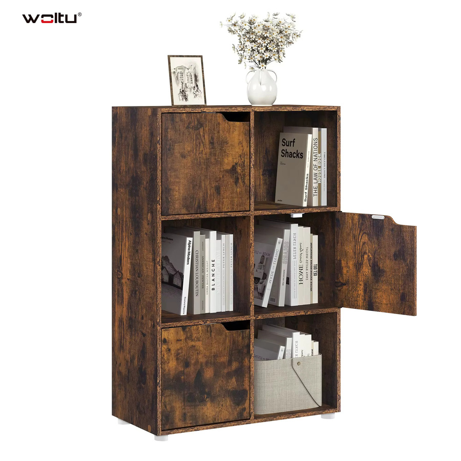 WOLTU Bücherregal in Braun mit 6 Fächern als stehendes Regal im Industrial-Design für Wohnzimmer und Schlafzimmer - Bild 2