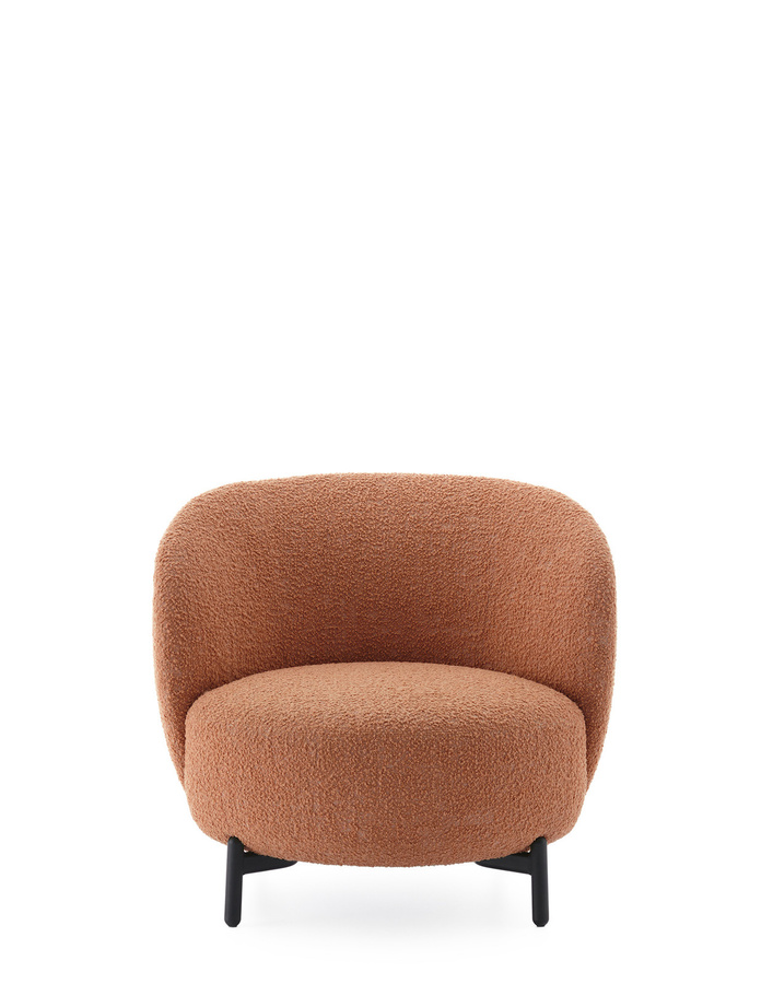 Kartell Lunam Sessel Curly Lounge Sessel mit Bouclé-Bezug in Pink und Orange und Metallgestell - Bild 2