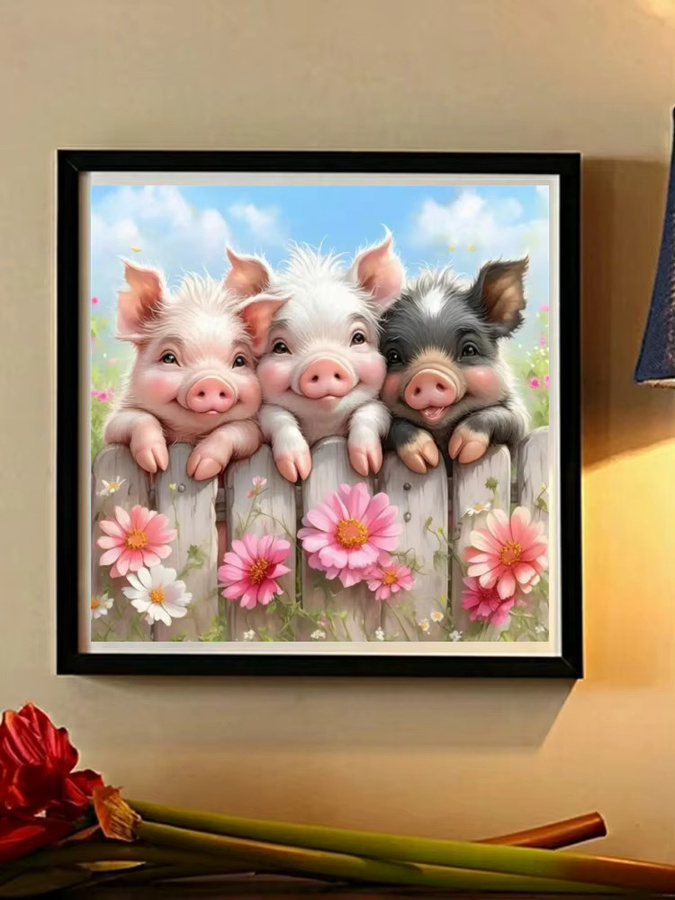 Potdemiel Süßes Schwein Diamant Malerei Mosaik, Tier, Bunt, für Erwachsene - Bild 2