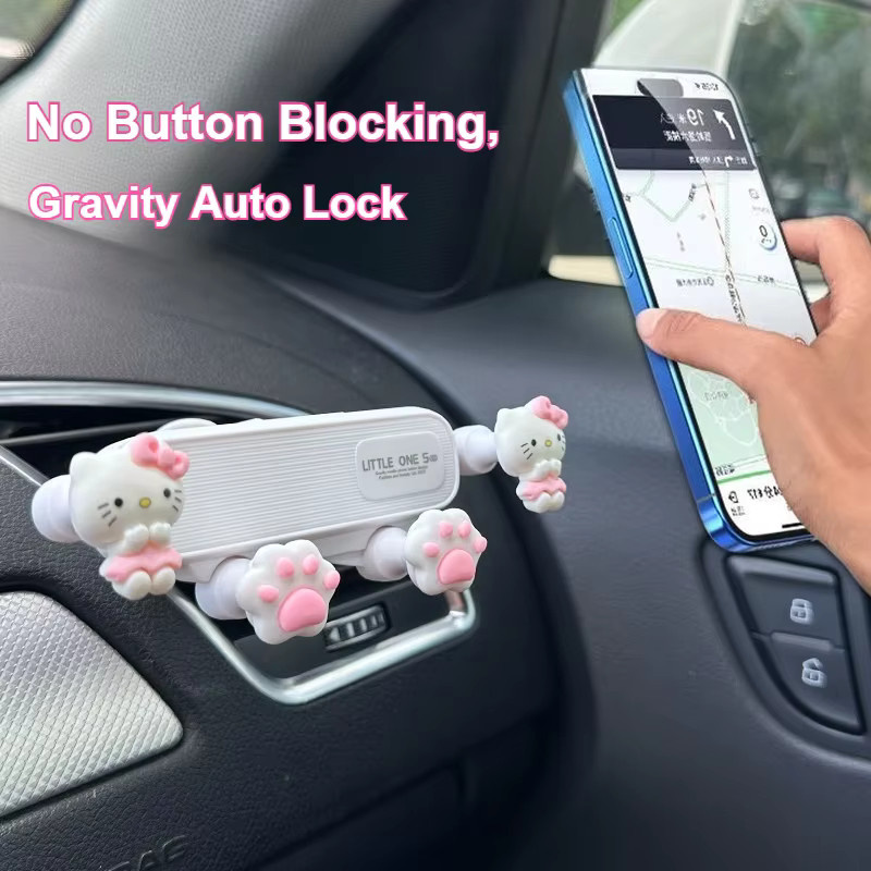 Sanrio Hello Kitty Autohandyhalterung mit Schwerkraftsensor für den Lüftungsschlitz in Weiß - Bild 3