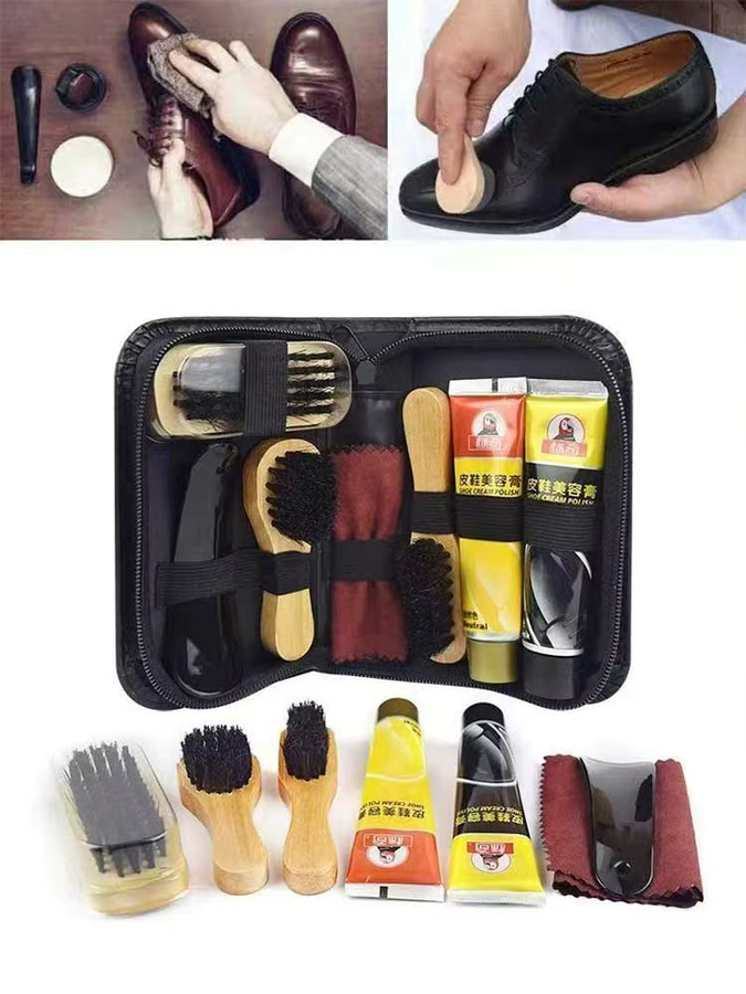 DUTRIEUX Schuhpflege-Set für Lederschuhe mit Bürste und Reinigungsutensilien - Bild 5