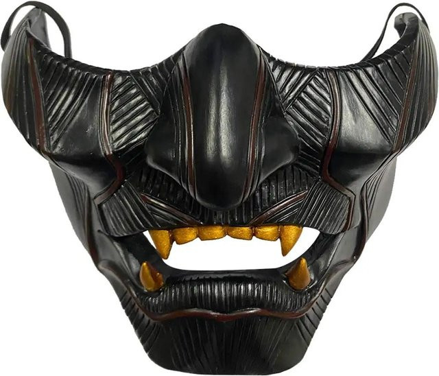 Ghost Of Tsushima Maske Jin Sakai, Cosplay Halbes Gesicht, Harz, Schwarz - Bild 1