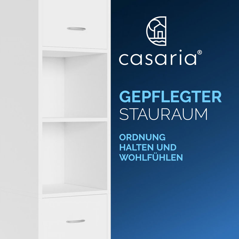 CASARIA Badezimmerhochschrank Neapel in Weiß mit Schranktüren und Regalfächern, H x B x T: 180 x 30 x 30 cm - Bild 3