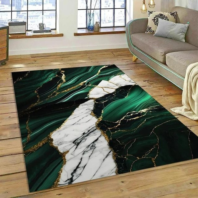 Karpetti Abstrakter Marmorteppich Modern Grün, B/B: 120 x 80 cm - Bild 1