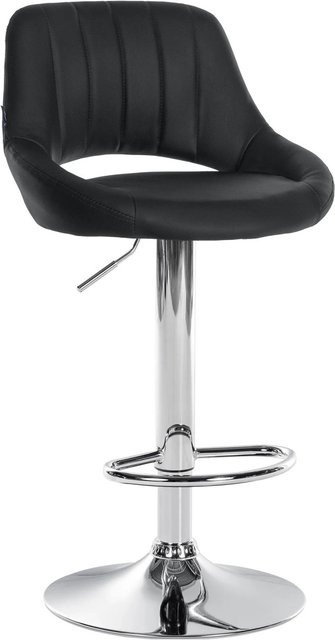 DELUKE Barhocker SEGAD in Schwarz mit Kunstleder und silbernen Details, höhenverstellbarer Barstuhl mit Lehne und 360 Grad Drehbarkeit, B/T/H: 47 x 48 x 85 cm - Bild 1