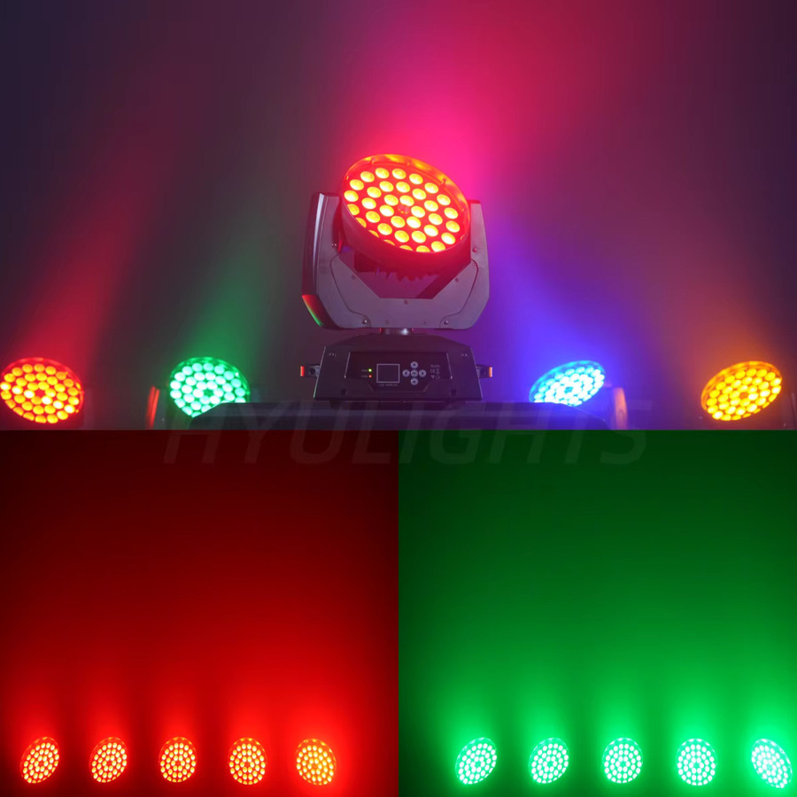 HYULIGHTS LED Moving Head Wash Light RGBWA UV 6in1 mit Zoom und CTO Farbtemperatur, Schwarz - Bild 3