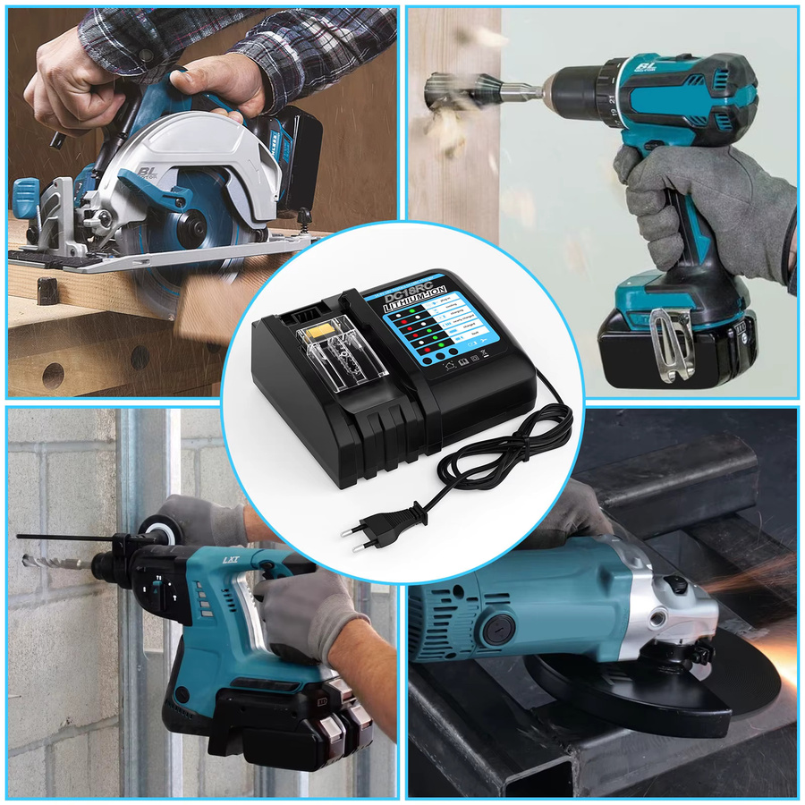 Makita Akku-Ladegerät für 18V Batterien BL1815 BL1850 BL1830 BL1860 BL1820 BL1840 in Schwarz - Bild 4