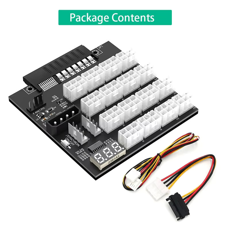 HP AY14 ATX 12X6pin Netzteil Breakout Board Adapter mit Flash LED in Schwarz für 733428-101 720620-B21 830272-B21 720478-B21 - Bild 1