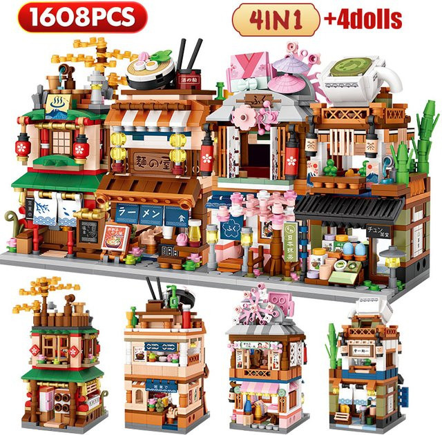 Loz Mini City Street View Japanische 4-in-1-Nudelgeschäft Haus, Modellbausteine - Bild 1