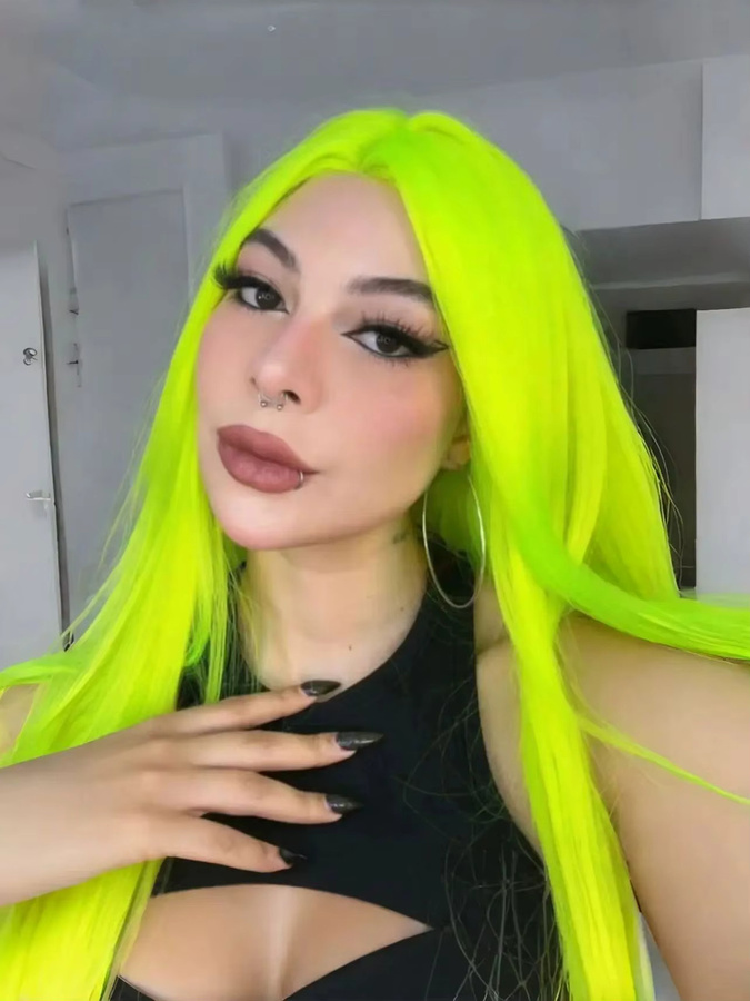 UStyleHair Spitzeperücke, neongrün, synthetisch, lang, Damen - Bild 3
