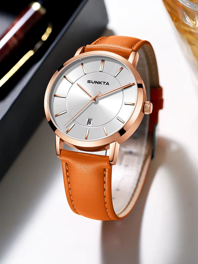 LIGE Armbanduhr Quarz, Leder, Roségold, Herren - Bild 7