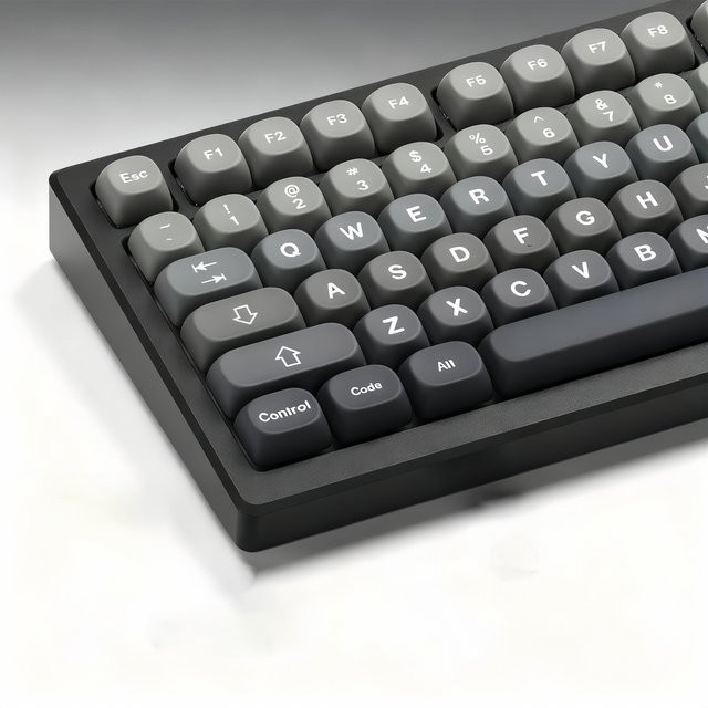 FSWHBY Tastenkappen-Set mit Farbverlauf in Grau, 130 Tasten im MOA-Profil aus PBT für mechanische MX-Switch-Tastaturen - Bild 1