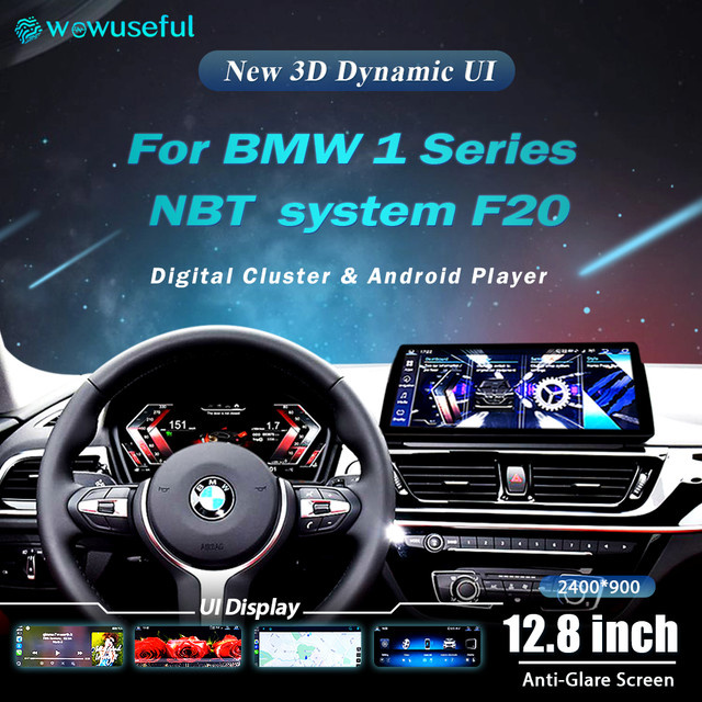 WOWUSEFUL LCD Digital Dashboard Cluster für BMW 1er NBT F20 (2013-2016) mit Android 13.0 Player und Navigation in Schwarz - Bild 1
