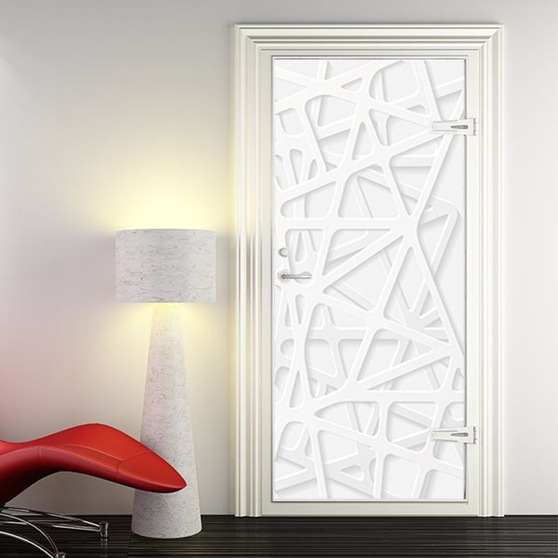 Moderner 3D Türaufkleber in Weiß mit geometrischem Polygon-Design für abstrakte Türkunst - Bild 1