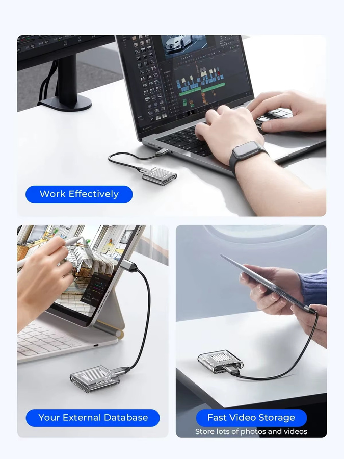 ORICO M.2 2230 NVMe SSD-Gehäuse mit 10Gbps USB-C Anschluss, transparenter externer Adapter für PCIe SSDs - Bild 2