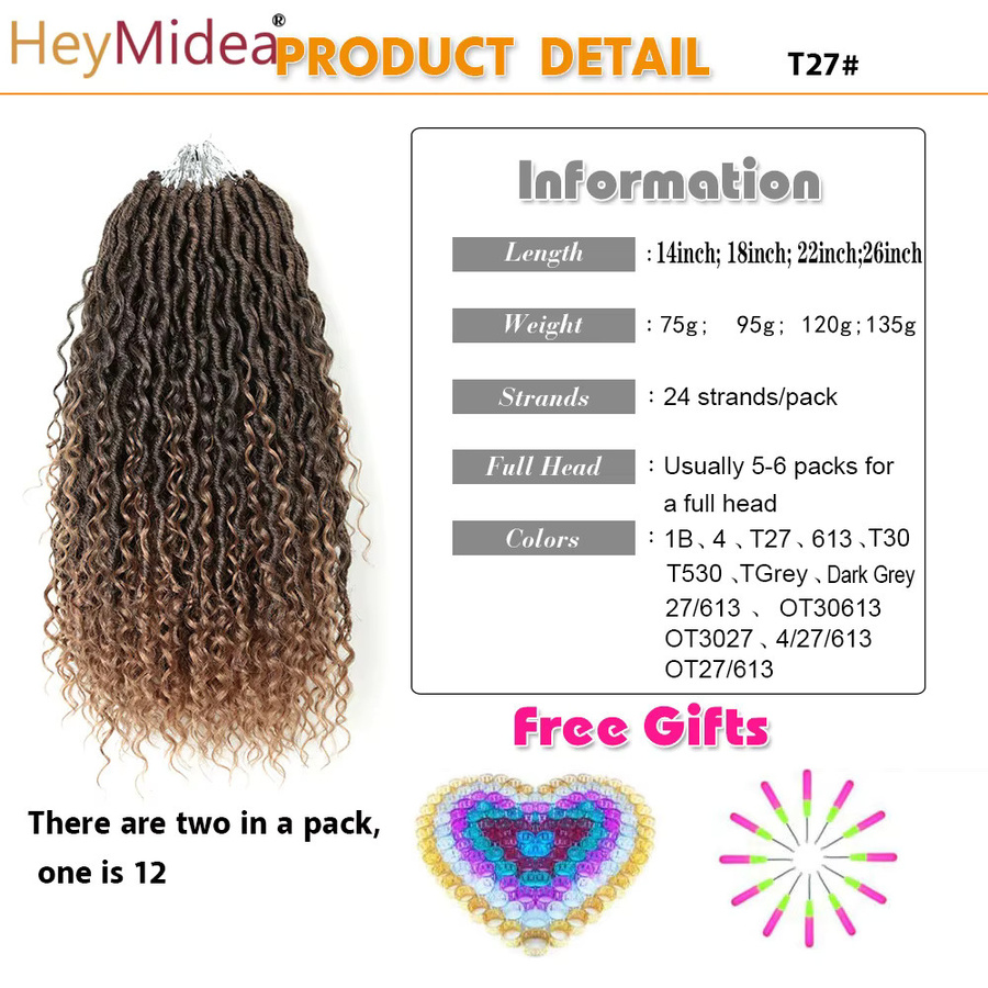 HeyMidea Goddess Locs Häkelhaar-Zöpfe, lockige Faux Locs, Schwarz, Damen - Bild 4