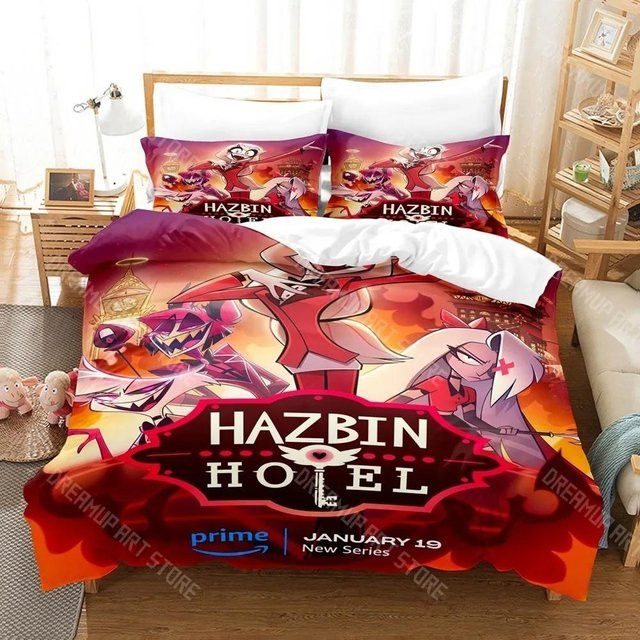 Hazbin Hotel Bettwäsche Set mit 3D-Druck, Mehrfarbig, aus Mikrofaser, B/H: 210 x 210 cm - Bild 1