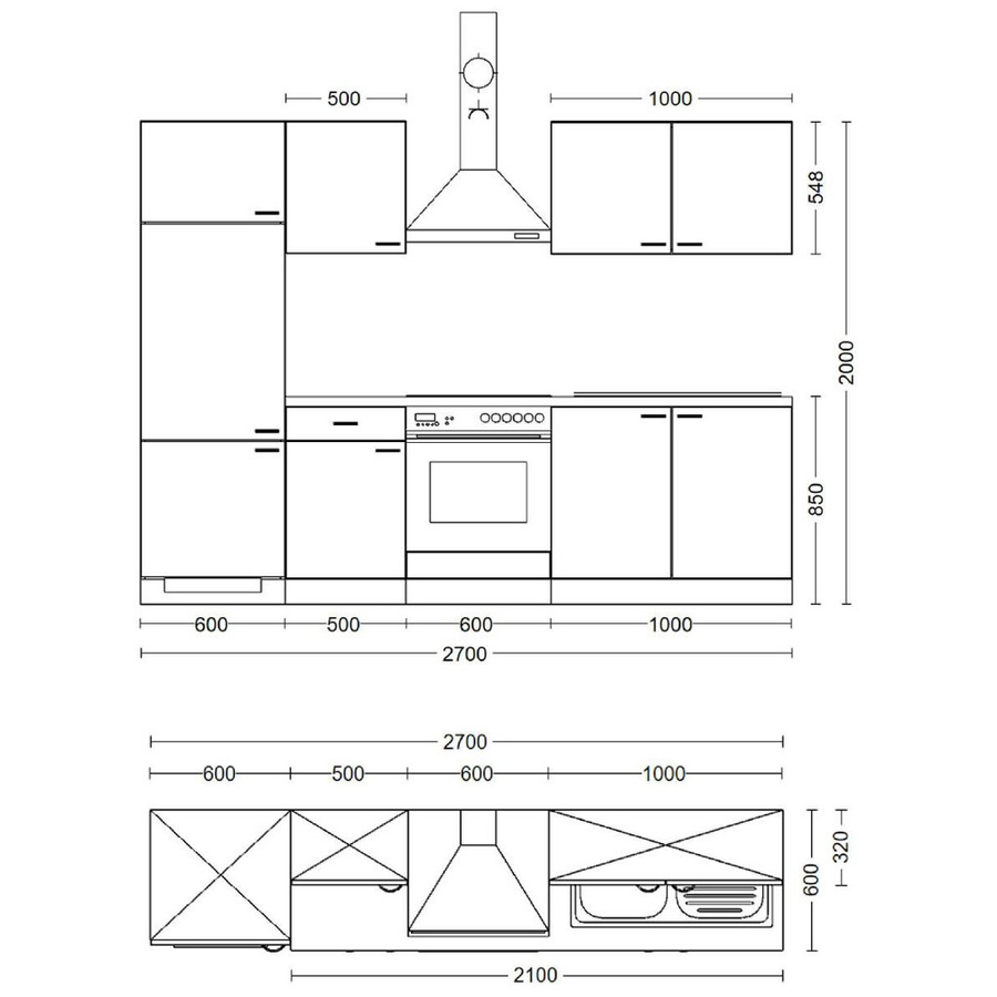 Flex-Well Küchenzeile Morena in Basaltgrau matt und Eiche, B/H/T: 270 x 200 x 60 cm - Bild 2
