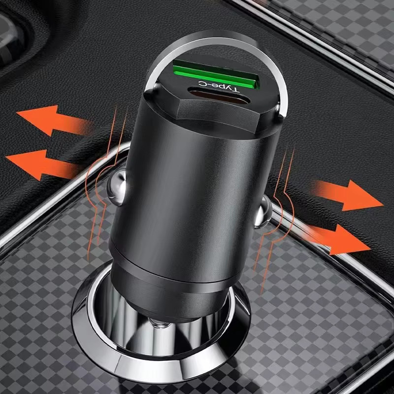 30W PD USB Auto Ladegerät mit USB-C und QC 3.0 für iPhone, Samsung, Xiaomi und Huawei in Schwarz - Bild 2