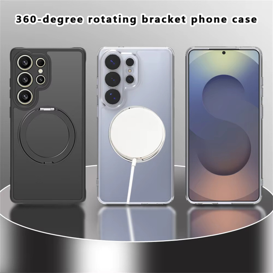 Transparente Samsung Galaxy S26 Ultra und S26 Plus Schutzhülle mit magnetischer 360 Grad drehbarer Halterung in Bunt und Stoßfestem Design - Bild 2
