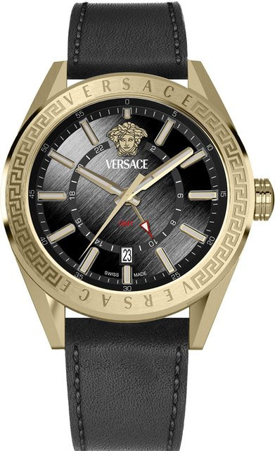 Versace Herrenuhr V-Code GMT, Quarz, Edelstahl, 42 mm, Schwarz, 5 ATM - Bild 1