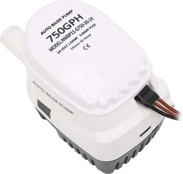 KaiSai Automatische Tauchlenzpumpe 24V mit eingebautem Schwimmerschalter, 750GPH, Weiß - Bild 1