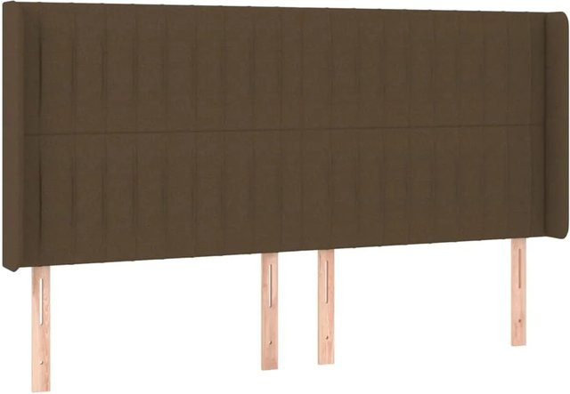 vidaXL LED Kopfteil Dunkelbraun mit USB-Ladeanschluss und integrierter Beleuchtung, Stoff, B: 203 cm, T: 16 cm, H: 118/128 cm - Bild 1