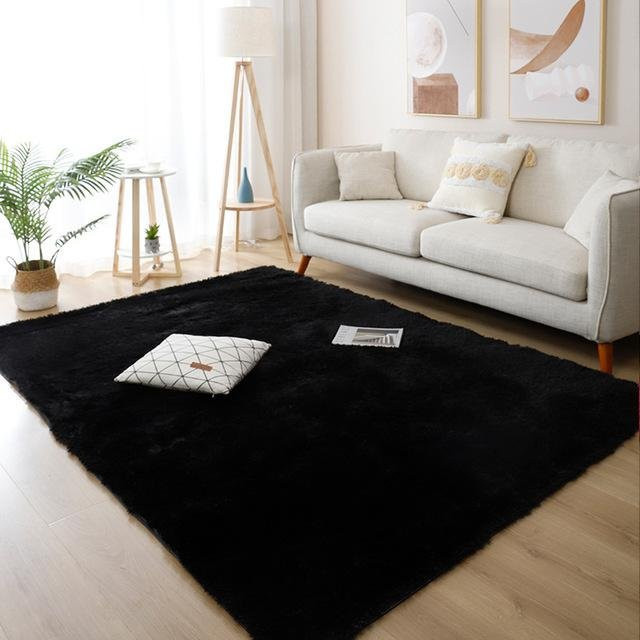 Yiran Furniture Flauschiger Teppich aus Kunstfell, rutschfest und modern, B/T: 60 x 40 cm, Schwarz - Bild 1