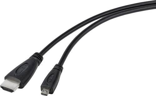 TRU COMPONENTS HDMI Anschlusskabel mit HDMI-A und HDMI-Micro-D Stecker, Schwarz, 1,80 m, TC-9449896 - Bild 1