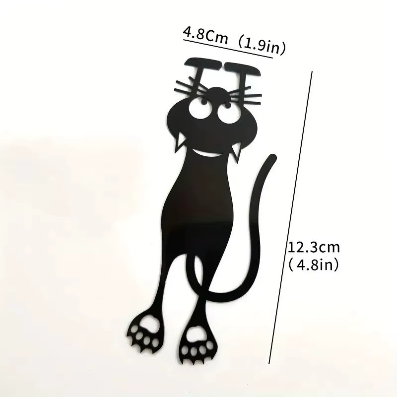 2-teiliges Lesezeichen-Set aus Metall mit schwarzen 3D-Katzenmotiven und Pfoten für Buchliebhaber - Bild 3