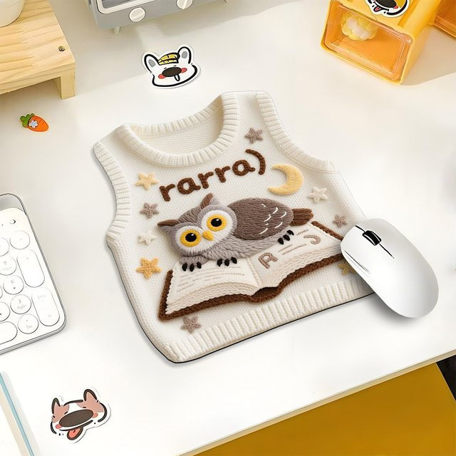 Mairuige Mauspad mit süßem Pullover-Design in Weiß - Bild 1