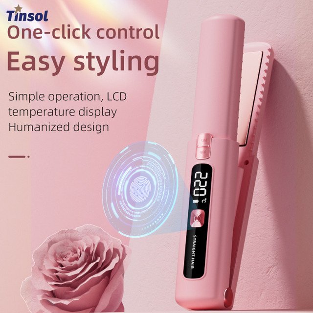 TINSOL Mini-Wireless-Glätteisen und Lockenwickler, pink, Unisex - Bild 1