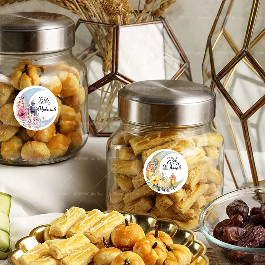 Eid Mubarak Aufkleber Set für Geschenkboxen und Candy Boxen zur Ramadan Kareem Dekoration in Schwarz und Mehrfarbig - Bild 3