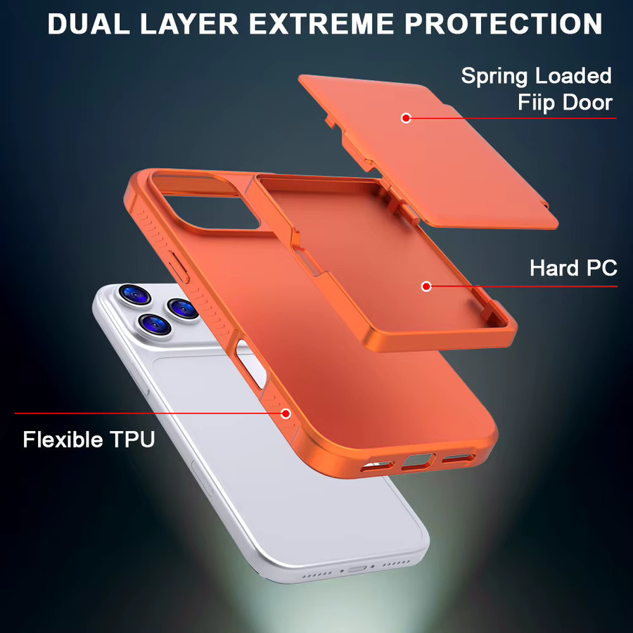 Apple Flip-Kartentasche mit Spiegel und Kartenfach für iPhone 17, 16 Pro Max, 16 Pro, 16 Plus und 16 Air in Blau oder Orange - Bild 3