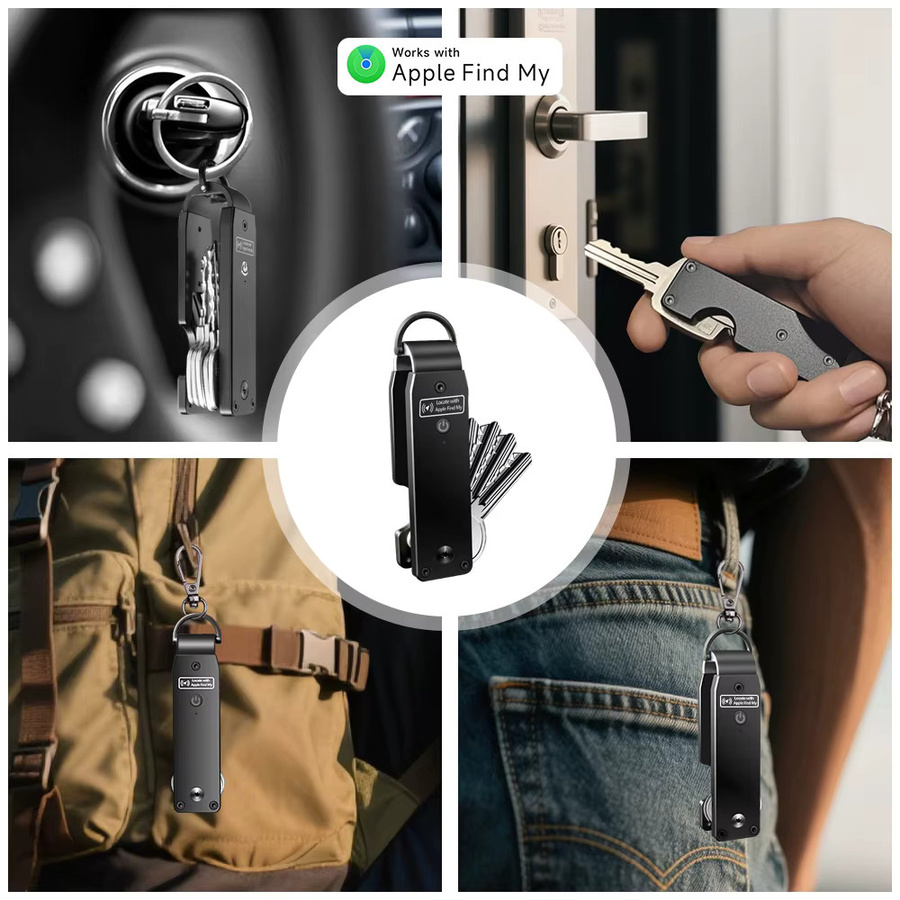 Schlüsselorganisator kompatibel mit Apple Find My mit integriertem AirTag-Chip für 2-6 Schlüssel, GPS-Tracker für Autoschlüssel, nur für iOS verfügbar - Bild 5