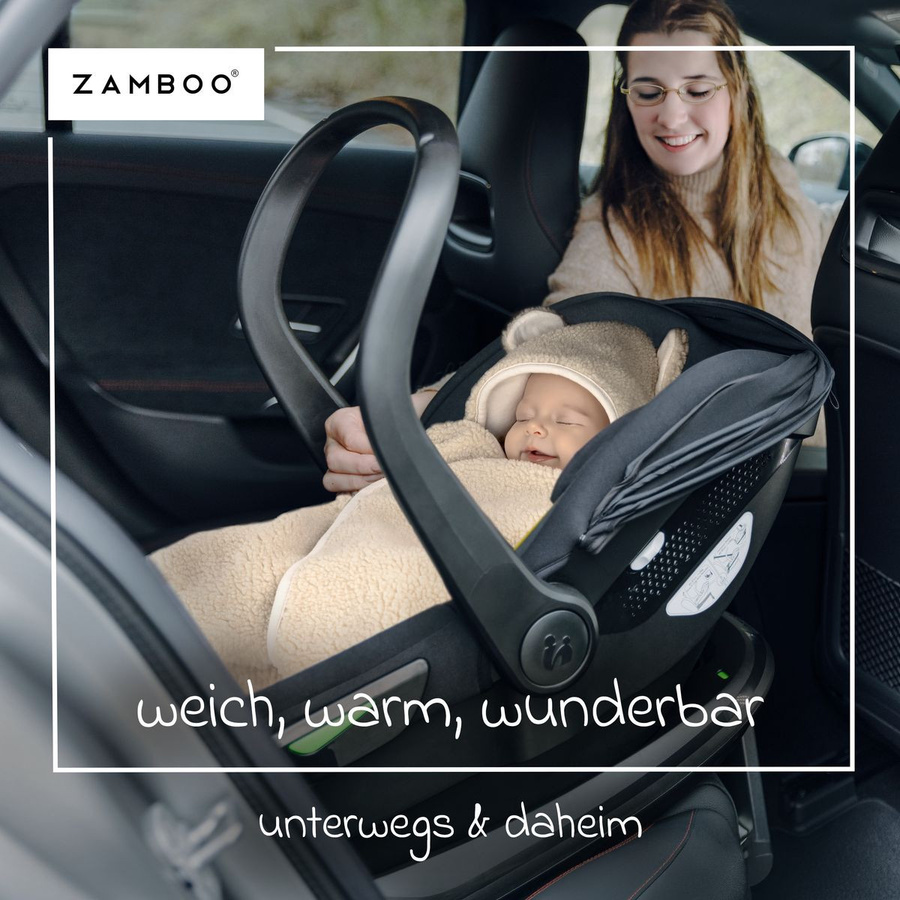 Zamboo Einschlagdecke Teddy für Babyschalen aus Baumwolle in Beige mit OEKO-TEX Standard 100 - Bild 6