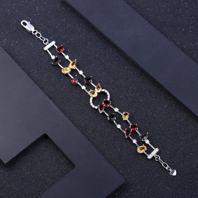GEM'S BALLET Armbänder und Armreifen, 925 Silber, mehrfarbig, Granat, Rauchquarz, Citrin, Damen - Bild 1