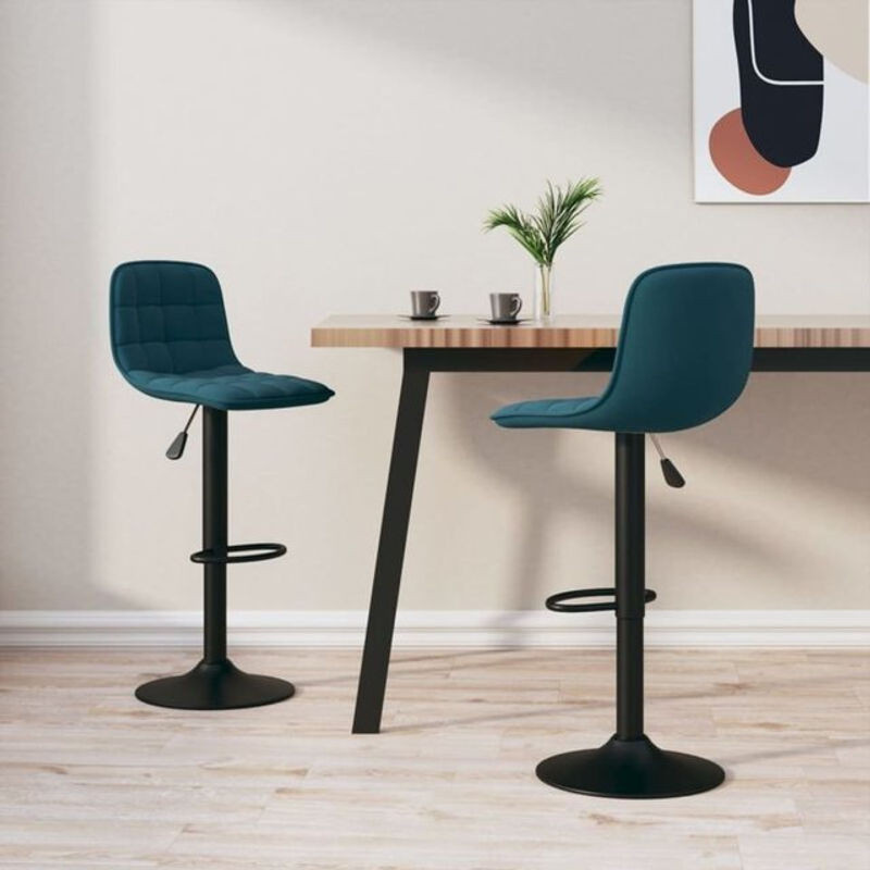 Set aus 2 Barhockern von vidaxl in Blau aus Samt mit Chrom-Gestell, Modernes Design - Bild 1